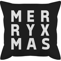 Shirtracer Kissen 50x50 - Weihnachtskissen Christmas Geschenke - Merry Xmas Box - 50 x 50 cm - Schwarz - mit füllung weihnacht Mas sofakissen weihnachtsmotiv Weihnachts Weihnachten weihnachtsmotiven