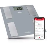TERRAILLON -SMART CONNECT, Bluetooth PersonenWaage - Körperanalyse Gewicht und BMI, Körperfettwaage, Bis zu 8 Benutzer - Grau