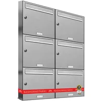 AL Briefkastensysteme 6er Edelstahl Briefkastenanlage Silber