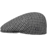 Lipodo Inglese Classic Herringbone Flatcap mit Futter Damen/Herren/Kinder - Made in Italy - Schirmmütze gefüttert - Wollcap Herbst/Winter - Schiebermütze im Karomuster - Wintercap grau-schwarz 59 cm - 59