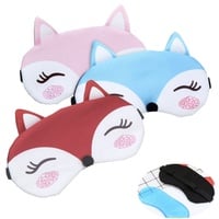 Suuwwn Schlafaugenmaske Augenmaske Kühlend Kühlpads Cartoon Augenklappe 3pcs Fuchs Tier Schlafmaske Eyeshade Schlaf Augenmasken Augenabdeckungen Schlafmaske für Mädchen Frauen Kinder Gefallen