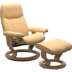 Fußhocker STRESSLESS "Consul", gelb, B:54cm H:38cm T:39cm, Hocker, mit Classic Base, Gestell Eiche