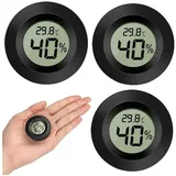 Olotos Hygrometer Digitales Thermo-Hygrometer Thermometer Temperatur Messgerät 3er-Set, Mini LCD für Kontrolle Innenraum Luftfeuchtigkeit Kühlschrank schwarz