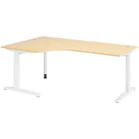 Bümö Schreibtisch Ahorn, weiß - Nachbildung Größe: Eckschreibtisch höhenverstellbar