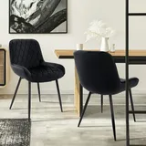 ML-Design Esszimmerstuhl Samt schwarz 2er Set
