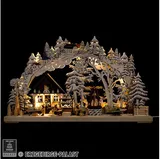 RATAGS 3D-Schwibbogen Kunsthandwerk aus dem Erzgebirge mit Raureif - 72x43 cm, Weiß, Halbkreisförmig, Weihnachtsdekoration, Pflanzenhalter