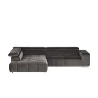 U N O Sports uno Ecksofa aus Samt Origo ¦ grau ¦ Maße (cm): B: 308 H: 70 T: 225