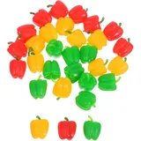 TOGEVAL 30 Stück Miniatur Paprika in Bunten Farben aus Langlebigem PVC mit Realistischer Form für Dekoration Gemüsekörben und Fotografie im Restaurant