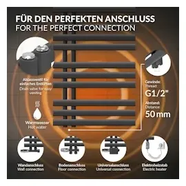 luxebath Badheizkörper Iron EM 600 x 1600 mm 1200 W anthrazit