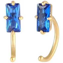 Elli PREMIUM Ohrringe Offene Creolen Topas Edelstein Zart 925 Silber Blau Damen 