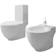vidaXL Toiletten & Bidet Set Weiß Keramik