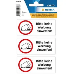HERMA Hinweisetiketten 5738 Keine Werbung, schwarz 79,0 x 34,0 mm, 3 Etiketten