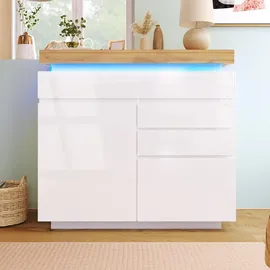 stilvora Sideboard 110 x 115 x 39 cm Weiß