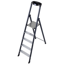 KRAUSE Stufen-Stehleiter »MONTO«, 5 Sprossen, Aluminium - silberfarben