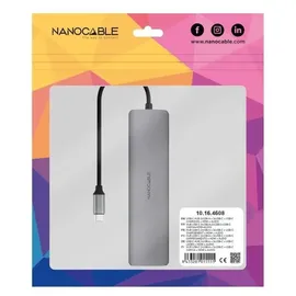 NANOCABLE 10.16.4608, USB-C Hub, Grau,