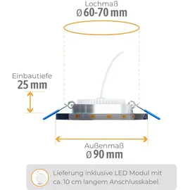 SSC-LUXon YAPU Glas Einbauspot flach mit LED Ring in schwarz spiegelnd - Einbaulampe mit WLAN LED Lampe Smart RGB CCT dimmbar
