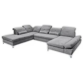 ed exciting design Wohnlandschaft MELFI U-Form, mit Bettfunktion, Bettkasten, Nierenkissen, frei im Raum stellbar, braun