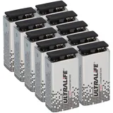 Ultralife 10x Ultralife U9VL-J-P - 9V Block Power Cell Lithium Batterie 9V 1200mAh