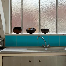 Queence Fliesenaufkleber Unifarben blau türkis 12er Set