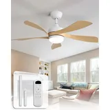 Sofucor Deckenventilator mit Beleuchtung,114cm Leise Deckenventilator mit Licht und Fernbedienung, DC, 3 Farbtemperatur, Timer, 6 Geschwindigkeiten, Sommer Winterbetrieb für Schlafzimmer Wohnzimmer