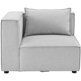 Juskys modulares Sofa Domas in Stoff Hellgrau - Ecksofa Links mit Armlehne & Kissen - kombinierbar