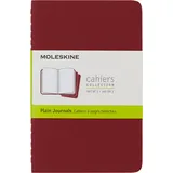 Moleskine Cahier Notizhefte (blanko, Pocket, Kartoneinband) 3-er-Set preiselbeerrot