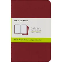 Moleskine Cahier Notizhefte (blanko, Pocket, Kartoneinband) 3-er-Set preiselbeerrot