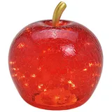 Wurm Lampe Apfel (M) Glas, Rot, Apfel Lampe mit LED Lichterkette, Dekoleuchte, Dekolampe, Tischleuchte, Apfellampe