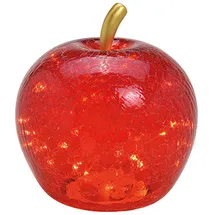 Wurm Lampe Apfel (M) Glas, Rot, Apfel Lampe mit LED Lichterkette, Dekoleuchte, Dekolampe, Tischleuchte, Apfellampe