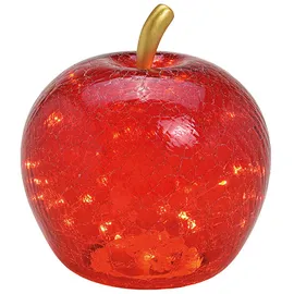 Wurm Lampe Apfel (M) Glas, Rot, Apfel Lampe mit LED Lichterkette, Dekoleuchte, Dekolampe, Tischleuchte, Apfellampe