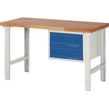 tecwerk Werkbank Ser.BK 650 B1500xT700xH790-1140mm Buche lichtgrau/blau 2 Schubl.TECWERK