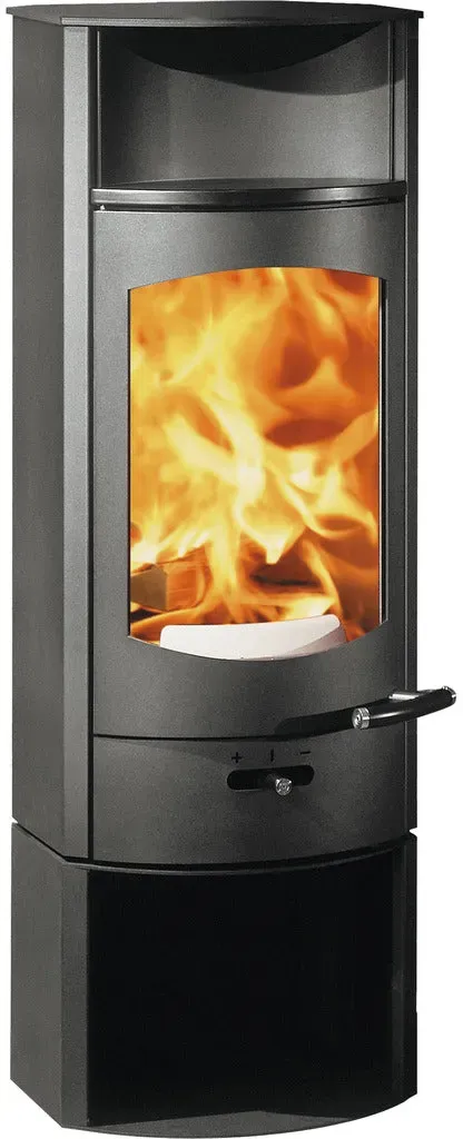 Austroflamm Kaminofen Flok 2.0 -  mit Warmhaltefach Keramik, Sockel und Heat Memory System