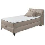 ed exciting design Atlantis Boxbett 120x200 in Sand - Polsterbett 120 x 200 cm mit Bettkasten und Kaltschaum Topper - 125 102 x 240 (B/H/T)