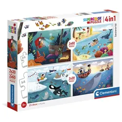 Clementoni 21308 - 2 x 20 + 2 x 60 Teile Puzzle - Supercolor - Seaworld