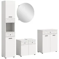 Xonox.home Badmöbel-Set Badezimmer-Set Prisma, weiß / weiß Hochglanz, 4-teilig,
