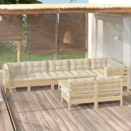 vidaXL Garten-Lounge-Set 9-tlg. creme Kiefer