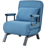 LMYYDES Schlafsessel mit Bettfunktion,Schlafsofa,Klappsessel Schlafsessel Gästebett klappbar u. drehbar, inkl. Kopfkissen,Relaxsessel für kleine Räume,Blue