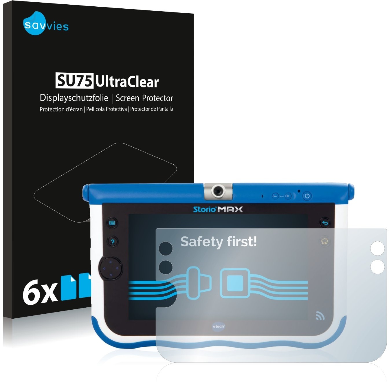 Savvies 6 Stück Schutzfolie für Vtech Storio Max 7 (Blau) Displayschutz-Folie Ultra-Transparent