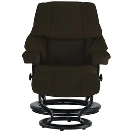 Stressless Relaxsessel Reno Leder 79 x 108 x 75 cm Braun mit Hocker
