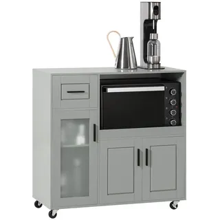 SoBuy Sideboard auf Rollen Küchenwagen Mikrowellenschrank Rollwagen FSB78-HG