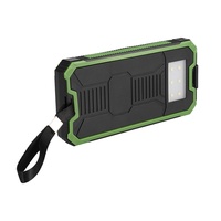 Solar Powerbank, 20000 MAh Solar Ladegerät USB 2 Ausgänge Kabellose Powerbank Schnellladung Handy-Ladegerät mit Taschenlampe für Camping Wandern Ausflüge Im Freien(Grün)