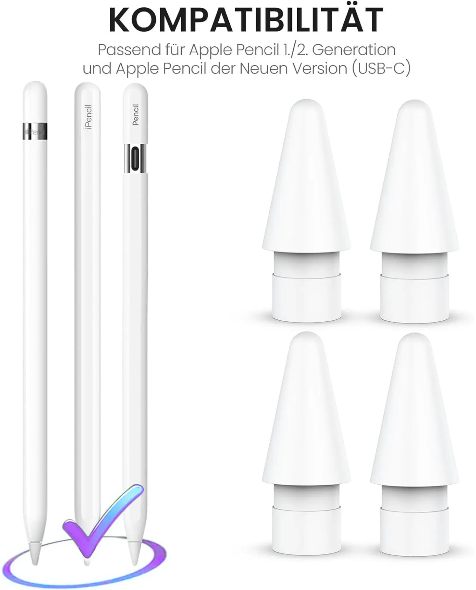 S&T Design Spitze für Apple Pencil 2. Generation und Apple Pencil 1. Generation POM Ersatzspitzen