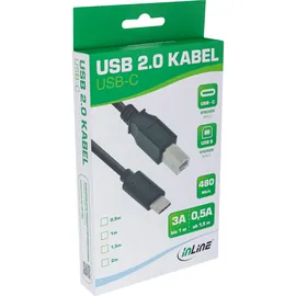 InLine USB-C auf USB-B 3 m Schwarz