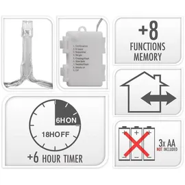 self import agencies LED-Lichterkette, 24 LEDs, warmweiß, Batteriebetrieb, IP44, Timer, transp.