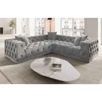 Sofa Dreams Ecksofa Polster Designer Samt Stoff Sofa Palma L Form Stoffsofa grau