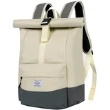 CALIYO Rolltop Rucksack Damen Groß, Laptop Rucksack Wasserdichter Backpack Schultasche mit Laptopfach Schule Studium Reisen