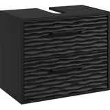 Badplaats Waschbeckenunterschrank Etna 60 x 35 cm Schwarz Matt - Hängender Badezimmerschrank mit 2 Schubladen und Montagematerial