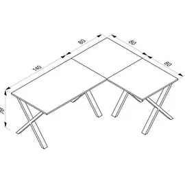 VCM my office Lona Schreibtisch anthrazit rechteckig, X-Fuß-Gestell silber 220,0 x 80,0 cm