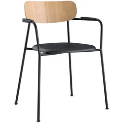 Andersen Furniture - Scope Armlehnstuhl, Gestell schwarz / Eiche weiß gefärbt / Leder schwarz