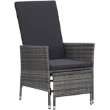 vidaXL Polyrattan Garten-Liegestuhl 63 x 131 x 106 cm grau inkl. Auflagen